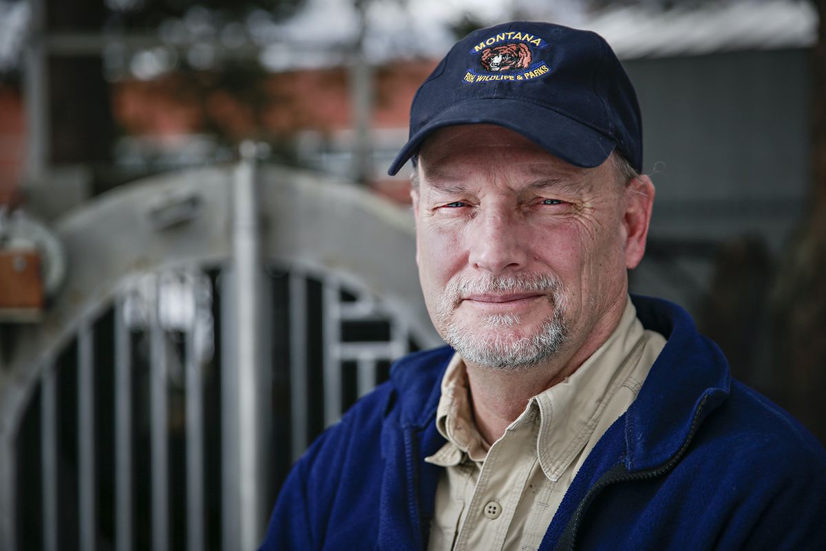 Tim Manley, a grizzly bear management biologist for Montana Fish, Wildlife &amp; Parks, stands near bear traps in storage at Region 1 Headquarters in Kalispell on Feb. 26. Manley helped lay the early groundwork for cataloging grizzlies in wild, remote habitats.  (Hunter D'Antuono)