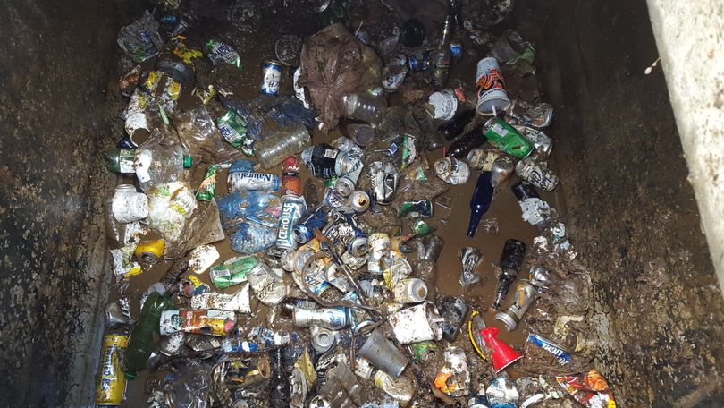 Garbage fills a large portion of a vault toilet at the Liberty Lake public access site managed by the Washington Department of Fish and Wildlife.  (Washington Department of Fish and Wildlife)