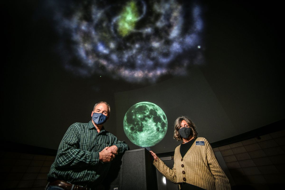 John Whitmer and Michele Moore are the co-directors of the Spokane Falls Community College Planetarium. After being closed during the COVID-19 pandemic, the planetarium is set to reopen this spring. (DAN PELLE/THE SPOKESMAN-REVIEW)