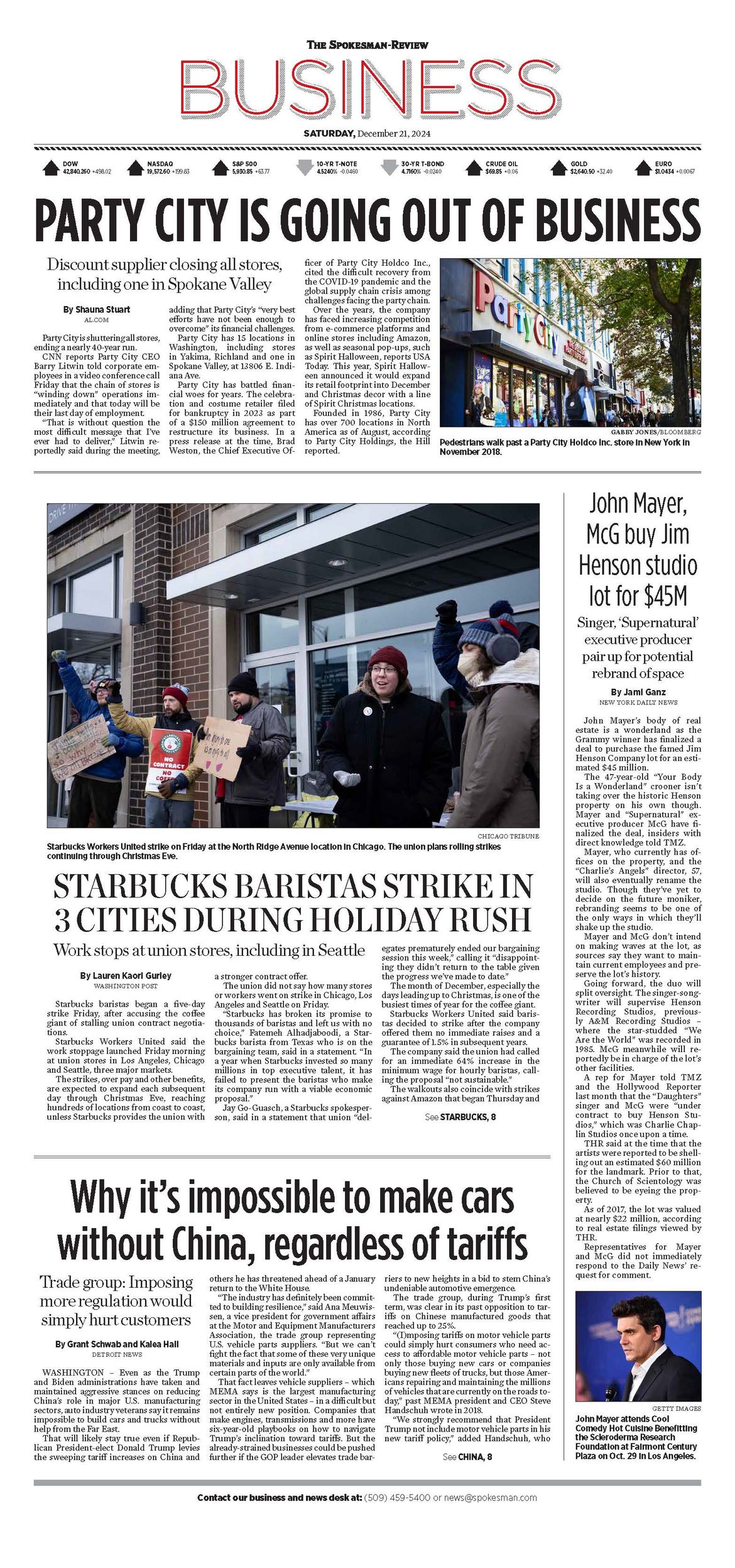 Business Front Page for Dec. 21, 2024 The SpokesmanReview