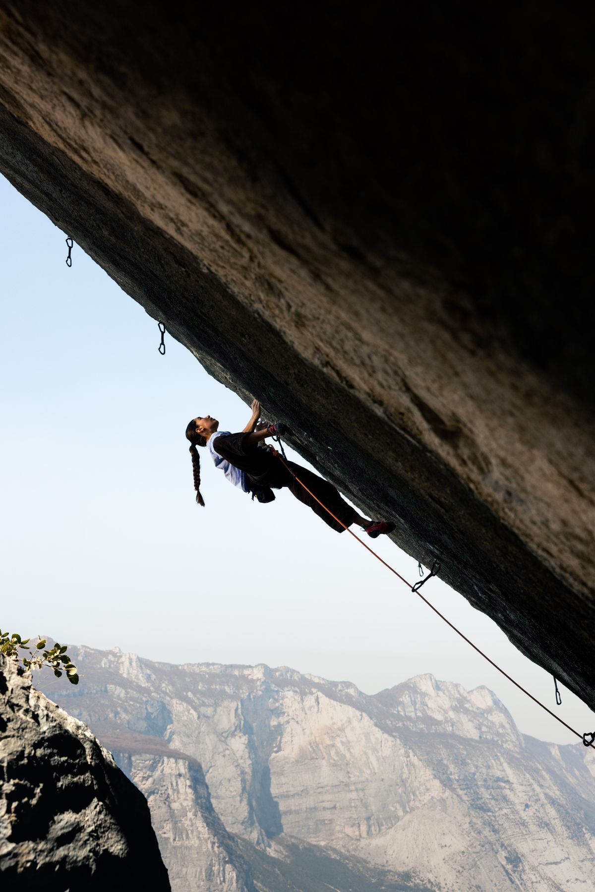 Brooke Raboutou climbs Excalibur in Italy. (Photo by Andrea Bandinelli)
