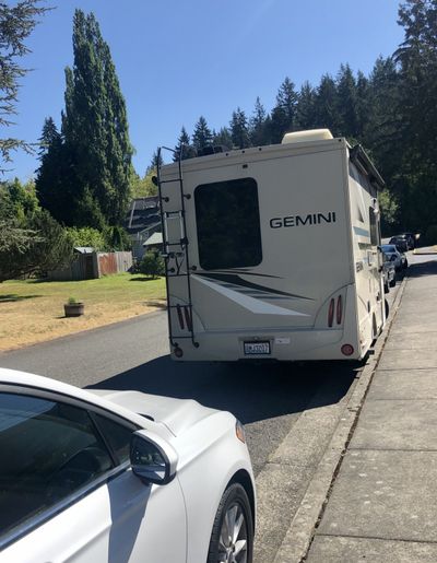 We scored a sweet street parking site near where we're staying in Bellingham. Fingers crossed it works for a while. (Leslie Kelly)