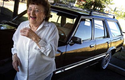 
Rosie Buck is very excited to have her car back. After her 1979 Ford Fairland was damaged by thieves, a Spokane couple paid for a full restoration of the car.
 (Jed Conklin / The Spokesman-Review)
