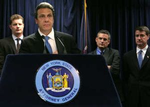 
New York Attorney General Andrew Cuomo, second from left, speaks Tuesday at a press conference on child pornography. Associated Press
 (Associated Press / The Spokesman-Review)