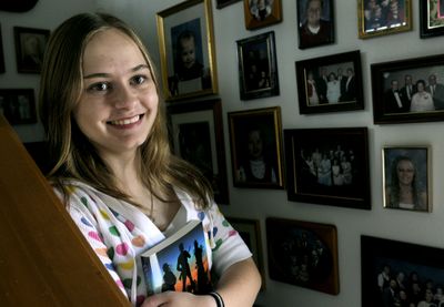 Elisa Brinton, 14, just published her first book which contains three stories of historical fiction.  (Kathy Plonka / The Spokesman-Review)