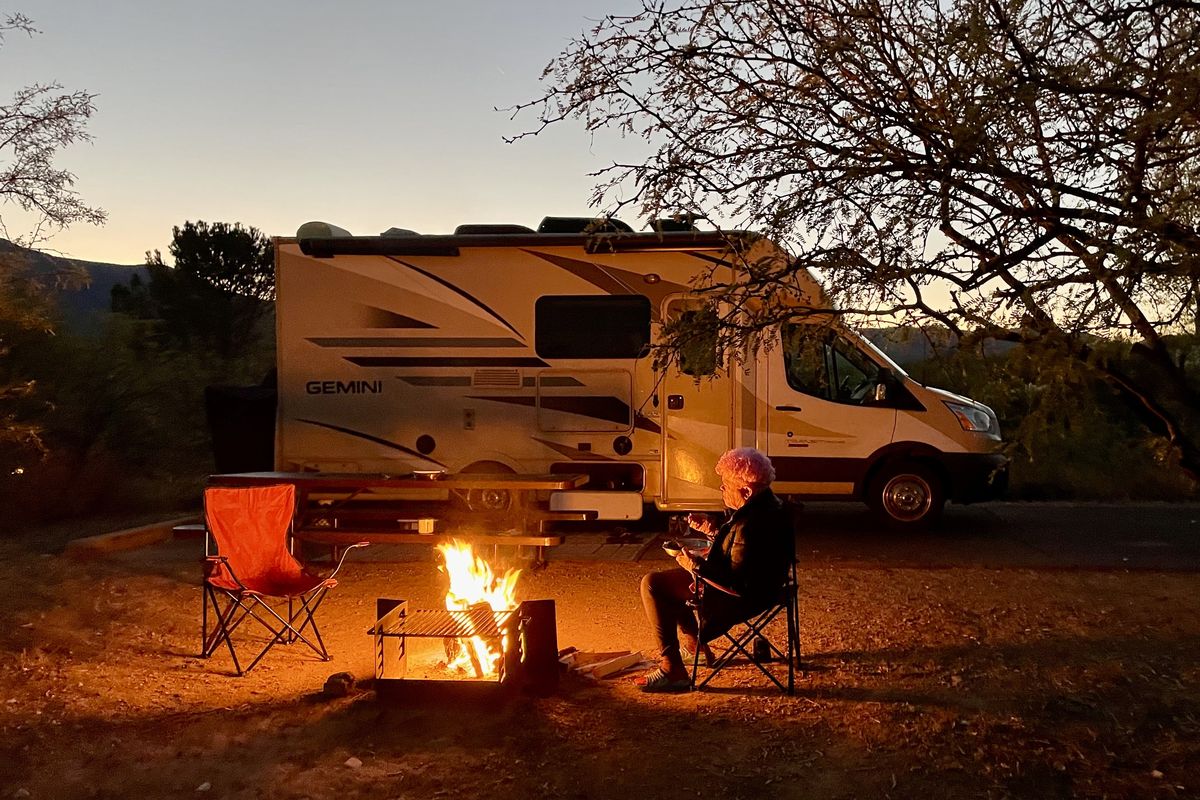 Enjoying a campfire at Dead Horse Ranch State Park in Cottonwood, Ariz. (John Nelson)