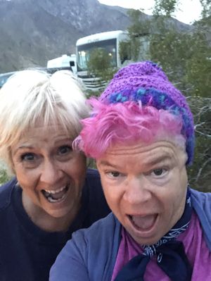Our neighbor at Anza-Borrego State Park gifted us with some very cool beanies she knitted. (Leslie Kelly)