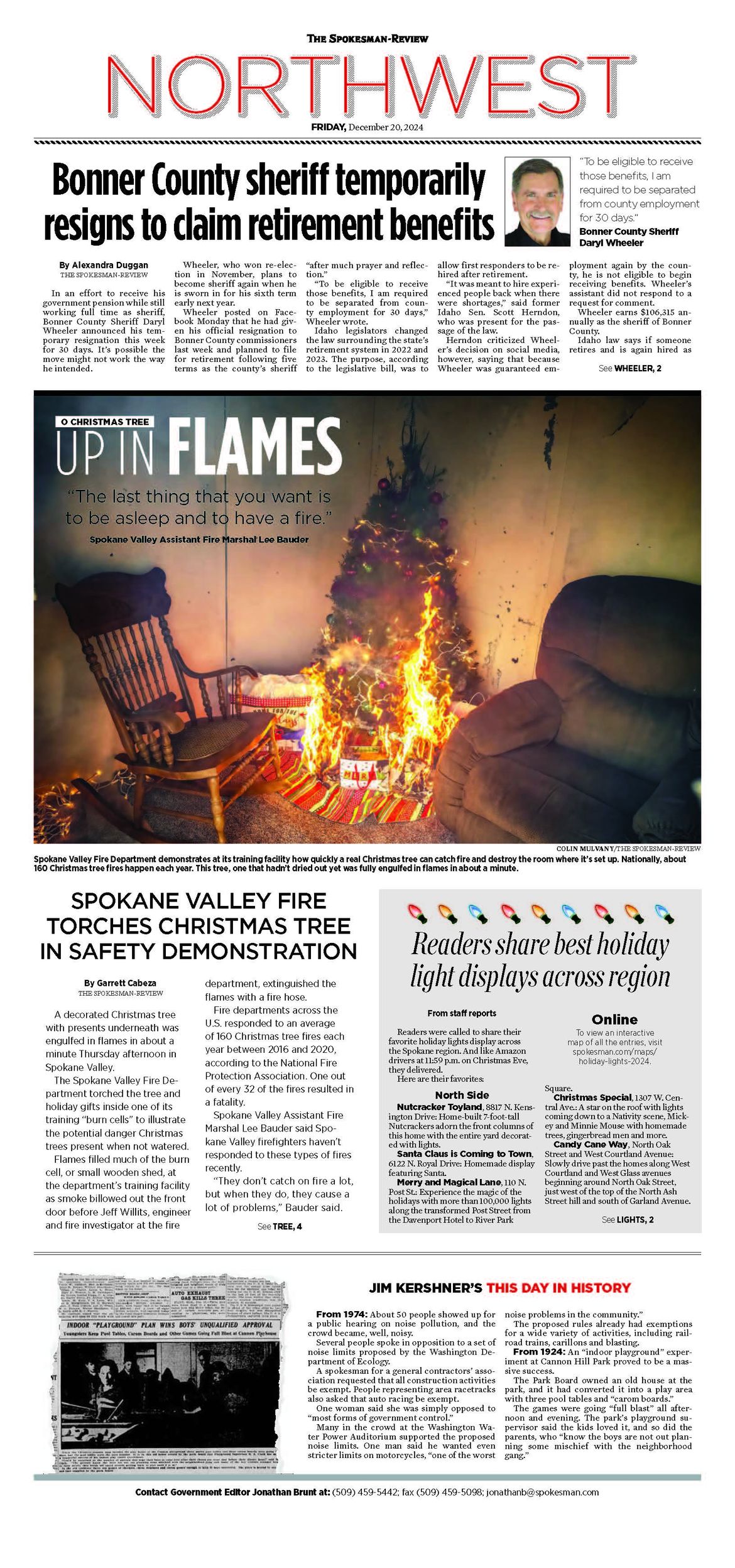 Northwest Front Page for Dec. 20, 2024 The SpokesmanReview