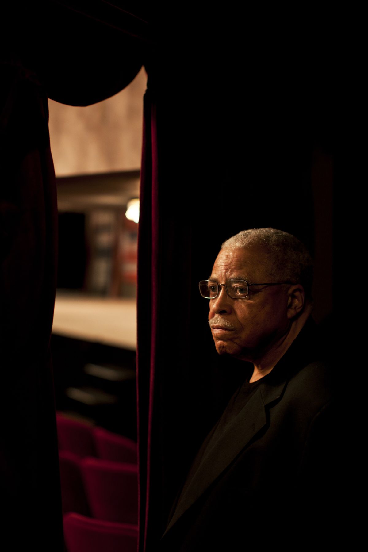 James Earl Jones, who had received a Tony nomination for his role in the Broadway revival of “Gore Vidal’s The Best Man,” at the Gerald Schoenfeld Theater in New York, May 25, 2012. Jones, once a stuttering farm child who became a voice of rolling thunder as one of America’s most versatile actors in a stage, film and television career that plumbed race relations, Shakespeare’s rhapsodic tragedies and the faceless menace of Darth Vader, died on Monday, Sept. 9, 2024, at his home in Dutchess County, N.Y. He was 93. (Todd Heisler/The New York Times)  (TODD HEISLER)