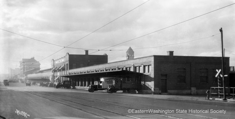 The Milwaukee Freight Office stood on Spokane Falls Blvd., then Trent Ave., from 1914-1973.  (Photo Collection / The Spokesman-Review)