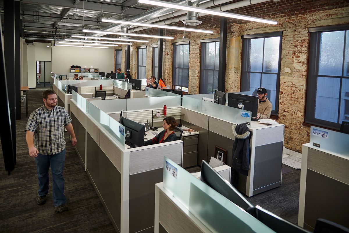 Parametrix, a Seattle-based engineering company that largely focuses on public infrastructure, is the Wonder Building’s first tenant. The company and its 40 Spokane-based employees occupy 8,000 square feet in the renovated structure. (Colin Mulvany / The Spokesman-Review)