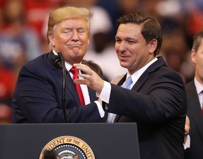 SUNRISE, FLORIDA - NOVEMBER 26: U.S. President Donald Trump introduces Florida Governor Ron DeSantis during a homecoming campaign rally at the BB&T Center on November 26, 2019 in Sunrise, Florida. President Trump continues to campaign for re-election in the 2020 presidential race. (Photo by Joe Raedle/Getty Images)  (Joe Raedle)