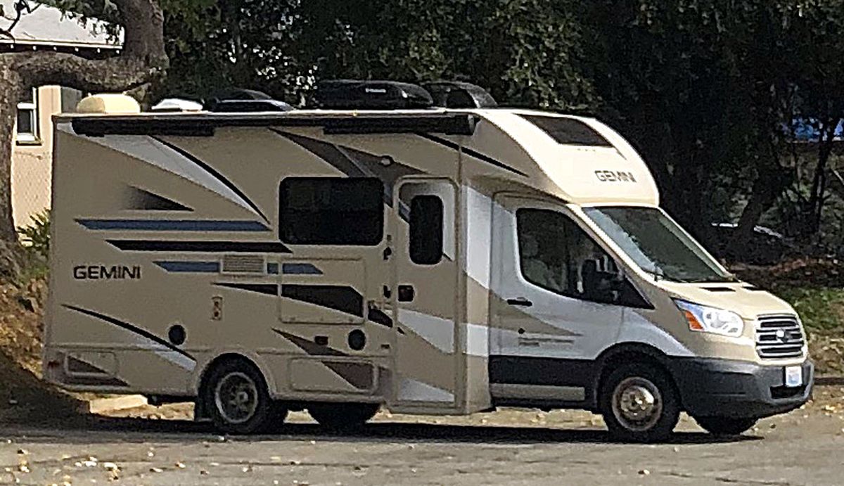 More cities are banning RV parking on the street. We were able to get a spot at the Eagles Lodge in Pasadena. (Leslie Kelly)
