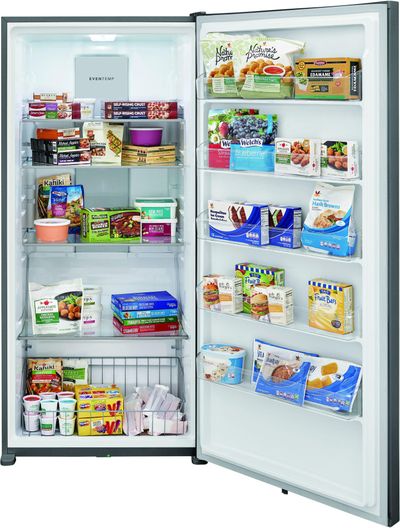 Upright freezers, like this one from Frigidaire, are generally easier to organize than chest freezers. (Frigidaire / The Washington Post)