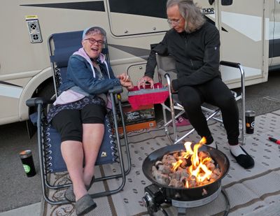 Leslie has a healthy lead in this cribbage game, and is trouncing John in the spring season. (John Nelson)