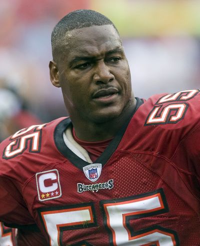 Pro Bowl linebacker Derrick Brooks was released by the Buccaneers.  (Associated Press / The Spokesman-Review)