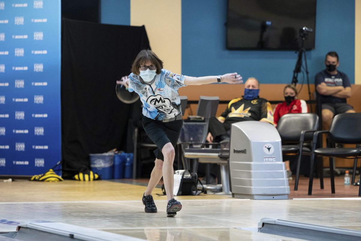 Critical care nurse and professional bowler Erin McCarthy competes at the 2021 PWBA Kickoff Classic Series in Arlington, Texas, on Jan. 26. “You have to have a calm demeanor and think clearly,” McCarthy says.  (Courtesy photo)