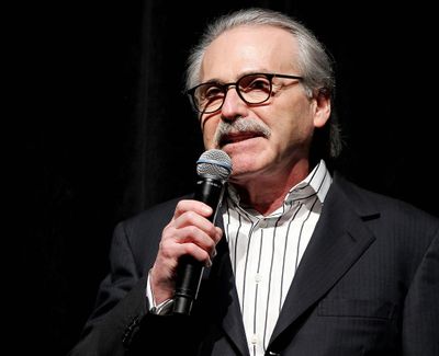 In this Jan. 31, 2014, photo, David Pecker, chairman and CEO of American Media,  speaks at the Shape & Men’s Fitness Super Bowl Party in New York. (Marion Curtis / Associated Press)