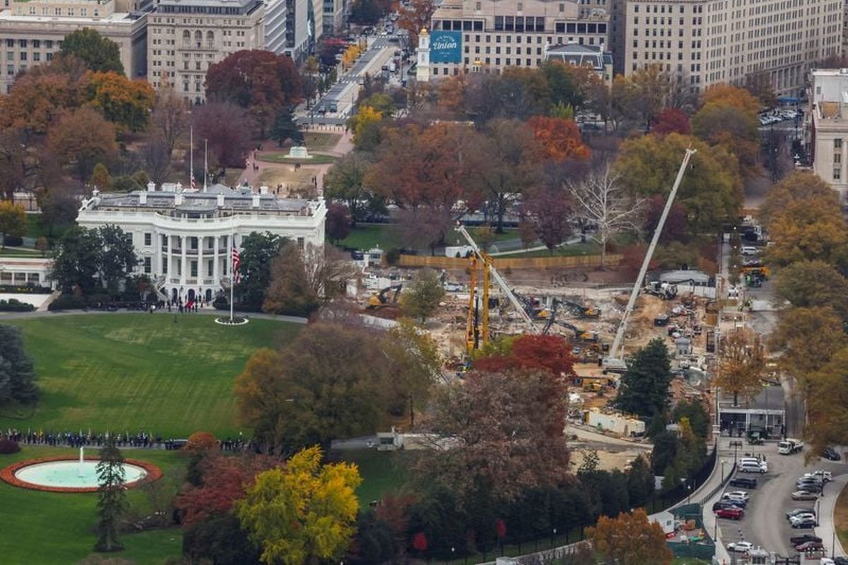 FILE PHOTO: The demolition of the East Wing of the White House during construction of U.S. President Donald Trump’s proposed ballroom is seen from the reopened Washington Monument, following the longest shutdown of the government in November in Washington, D.C.  (Reuters)