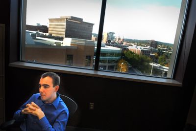 Jonathan Mallahan, Spokane Neighborhood Services director, is shown in his downtown Spokane office on Oct. 10.  (Brian Plonka / The Spokesman-Review)