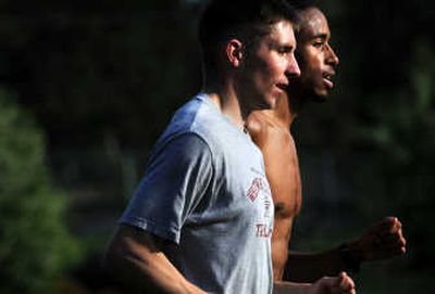 
Whitworth's Brandon Howell, front, and Emmanuel Bofa are headed to nationals in Wisconsin to compete in the 800-meter run. The Spokesman Review
 (RAJAH BOSE The Spokesman Review / The Spokesman-Review)