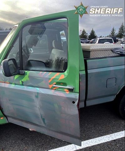 The No-Li truck is seen after it was vandalized.  (Courtesy of Spokane County Sheriff's Office)
