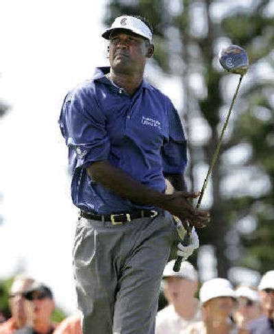 
Vijay Singh follows his drive during the final round  of the season-opening Mercedes Benz Championship. 
 (Associated Press / The Spokesman-Review)
