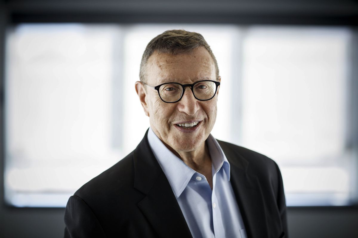 FILE - In this June 17, 2018, file photo, Norman Pearlstine, executive editor of the Los Angeles Times, poses for a picture in Beverly Hills, Calif. Pearlstine has stepped down after 2 1/2 years heading a newspaper roiled by management shakeups, a drop in revenue and questions about its commitment to newsroom diversity. Pearlstine, 78, announced in October 2020 that he planned to retire but would stay on to help in the search for a new top editor.  (Jay L. Clendenin)