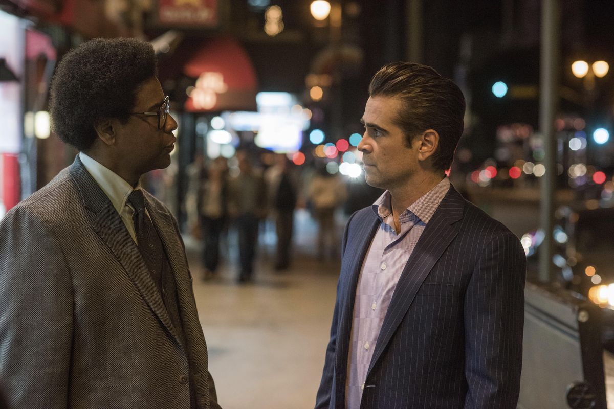 Denzel Washington, left, and Colin Farrell in a scene from "Roman J. Israel, Esq." (Glen Wilson / Sony Pictures)