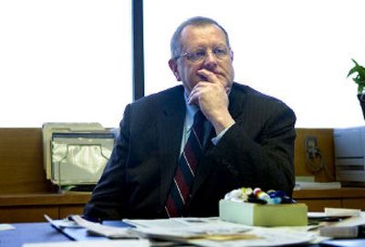 
Mayor Jim West sits in his office on his last day as mayor on Thursday. City Council President Dennis Hession is expected to become acting mayor today. 
 (Holly Pickett / The Spokesman-Review)