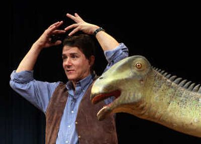 
Paleontologist Paul Sereno gestures during a news conference at the National Geographic Society in Washington on Thursday where he unveiled a new dinosaur, an elephant-sized animal named Nigersaurus taqueti.  Associated Press
 (Associated Press / The Spokesman-Review)