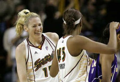 
Lauren Jackson, left, and the Seattle Storm start their playoff series against Phoenix tonight. Associated Press
 (Associated Press / The Spokesman-Review)