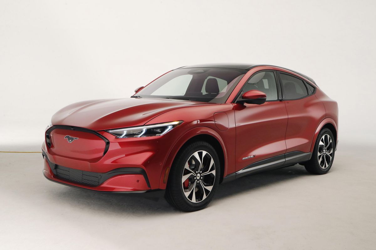 The new Ford Mustang Mach-E SUV is shown in Warren, Mich. Ford is hoping to score big with the electric SUV for daily drivers that sort of looks like a Mustang performance car. (Carlos Osorio / Associated Press)