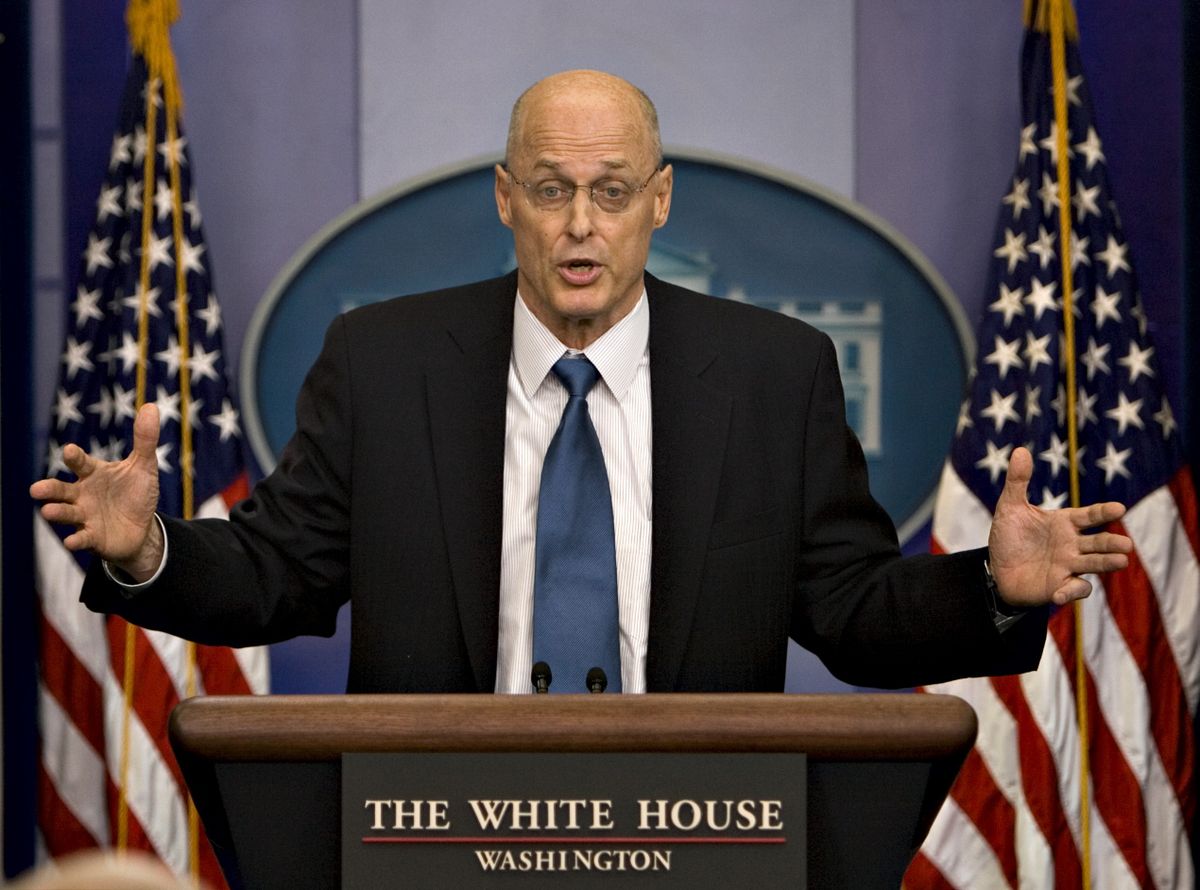 Treasury Secretary Henry Paulson briefs reporters on Monday at the White House.  (Associated Press / The Spokesman-Review)