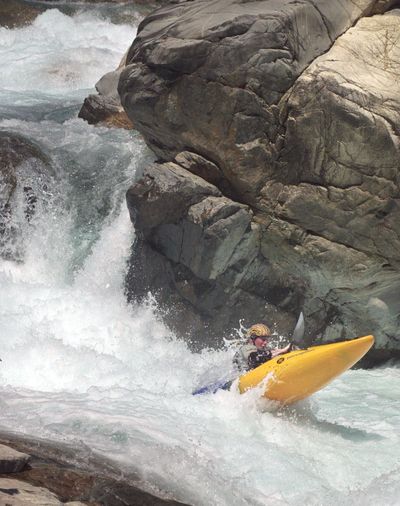 Associated Press file photo Forrest Hubler of Hood River, Ore., kayaks  in the Chelan River Gorge near Chelan, Wash.,  in 2000. A group of six kayakers ran the gorge then  to determine if it is a worthwhile white-water experience. The site will open to expert kayakers in July. (Associated Press file photo / The Spokesman-Review)