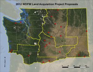 Wildlife land acquisitions proposed by the Washington Department of Fish and Wildlife. (Washington Fish and Wildlife Department)