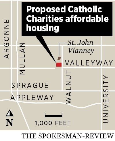 St. John Vianney Church aims to develop multifamily housing on a site it purchased in 2009 at the northwest corner of Walnut Road and Valleyway Avenue. Catholic Charities currently provides 1,300 units of affordable housing and intends to develop more to meet housing needs in the region. (S-R)