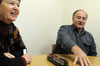 Diane, left, and Chet Park talk about the several years they spent in England working in the criminal justice forensic science system after Chet’s retirement from the Idaho State Police lab.  (Jesse Tinsley / The Spokesman-Review)