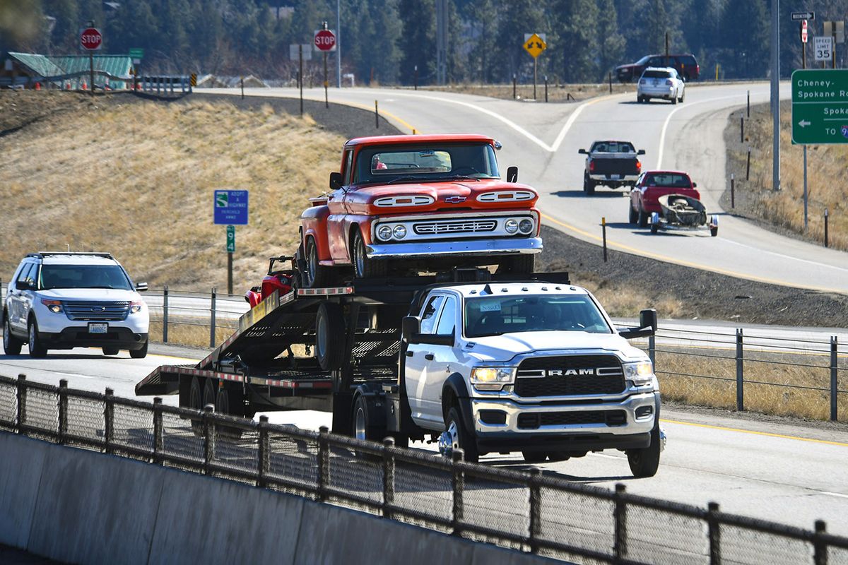 Northbound vehicles travel along Highway 195 as southbound vehicles exit at Cheney-Spokane Road in March.  (DAN PELLE/THE SPOKESMAN-REVIEW)