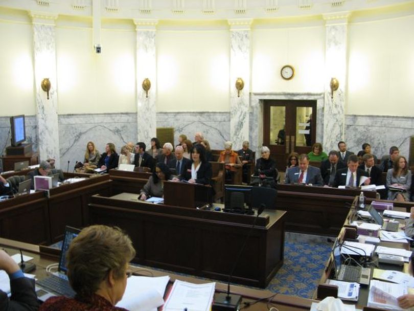 Margie Gonzales, executive director of the Idaho Commission on Hispanic Affairs, presents her budget to the Joint Finance-Appropriations Committee on Friday. Gov. Butch Otter is proposing phasing out state funding for the commission over the next four years. (Betsy Russell)