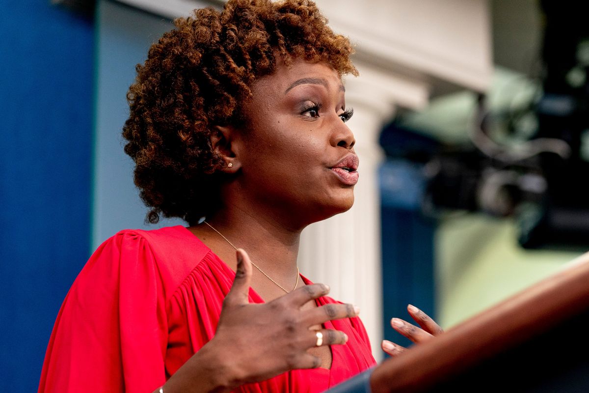 White House press secretary Karine Jean-Pierre speaks during her first press briefing as press secretary at the White House in Washington, Monday, May 16, 2022.  (Andrew Harnik)