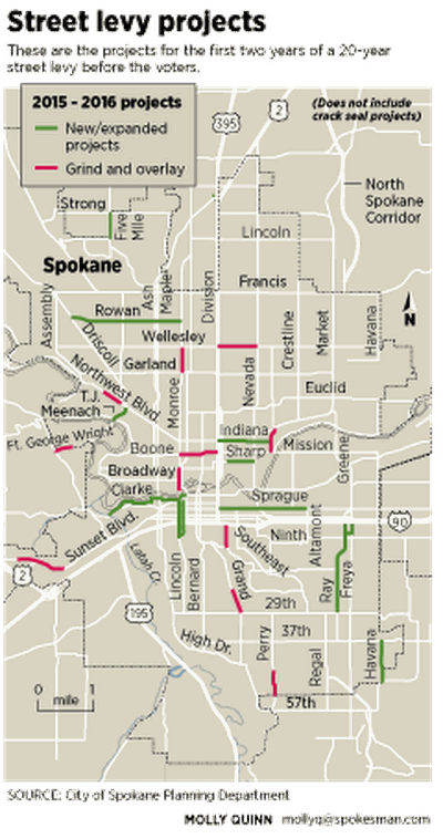 Road levy projects. Graphic by Molly Quinn.