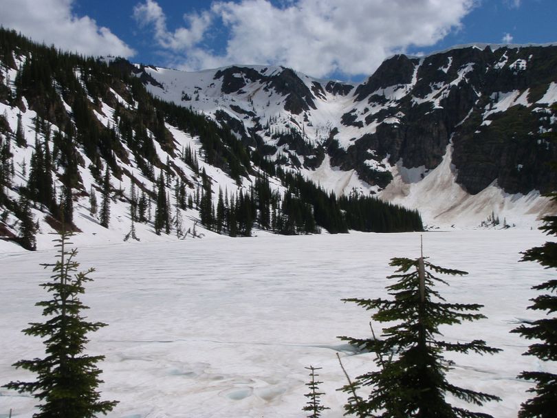 Heart Lake in the Bitterroot Mountains south of Superior, Mont.:  still wintery on June 25, 2011. (Bob Clark)