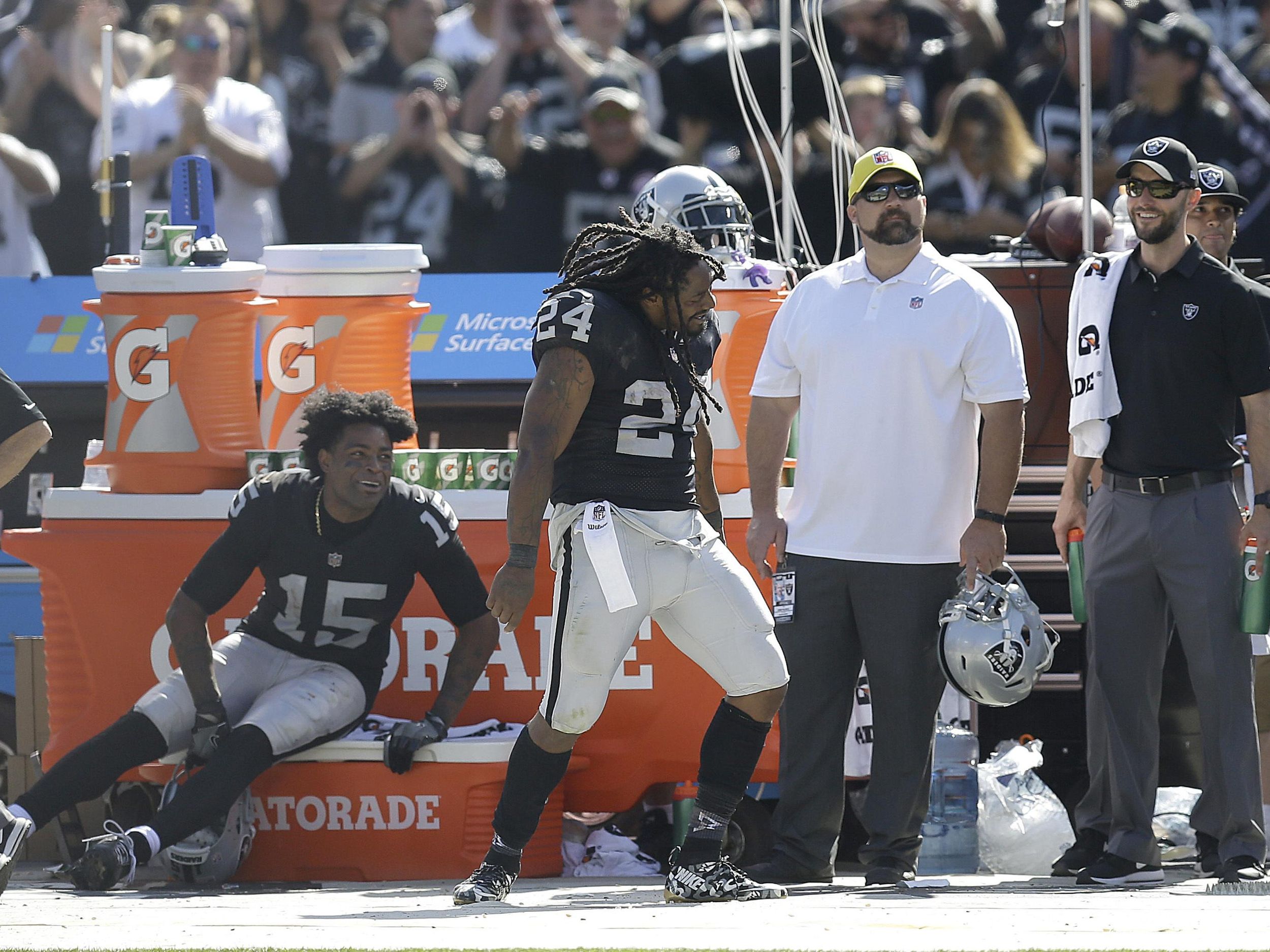 OAKLAND, Calif. — Marshawn Lynch's Oakland homecoming turned into a dance  party