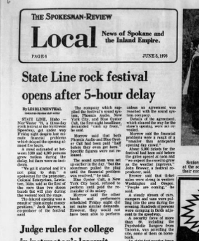 Festival at State Line Speedway was delayed in 1976.  (Spokesman-Review photo archives)