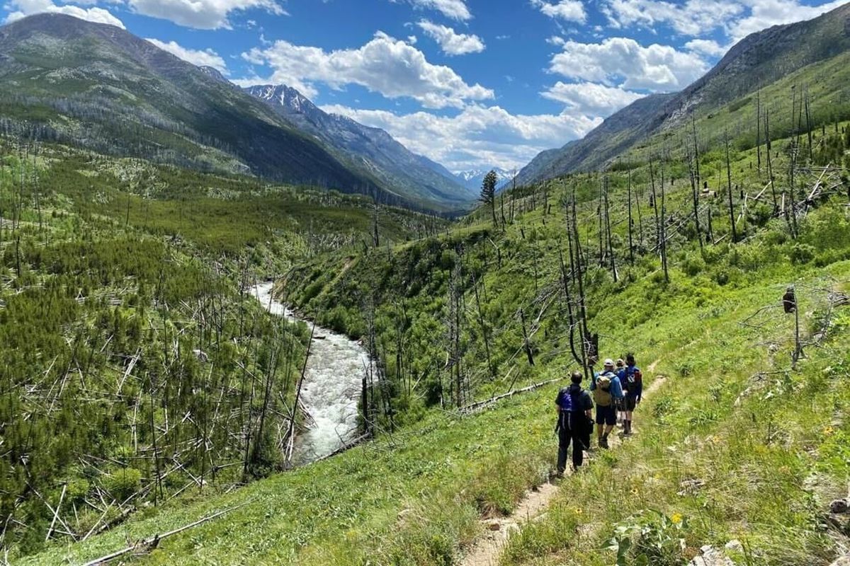 The trail to the West Boulder Meadows climbs a steep hill before dropping into a lush valley.  (Brett French/Billings Gazette)