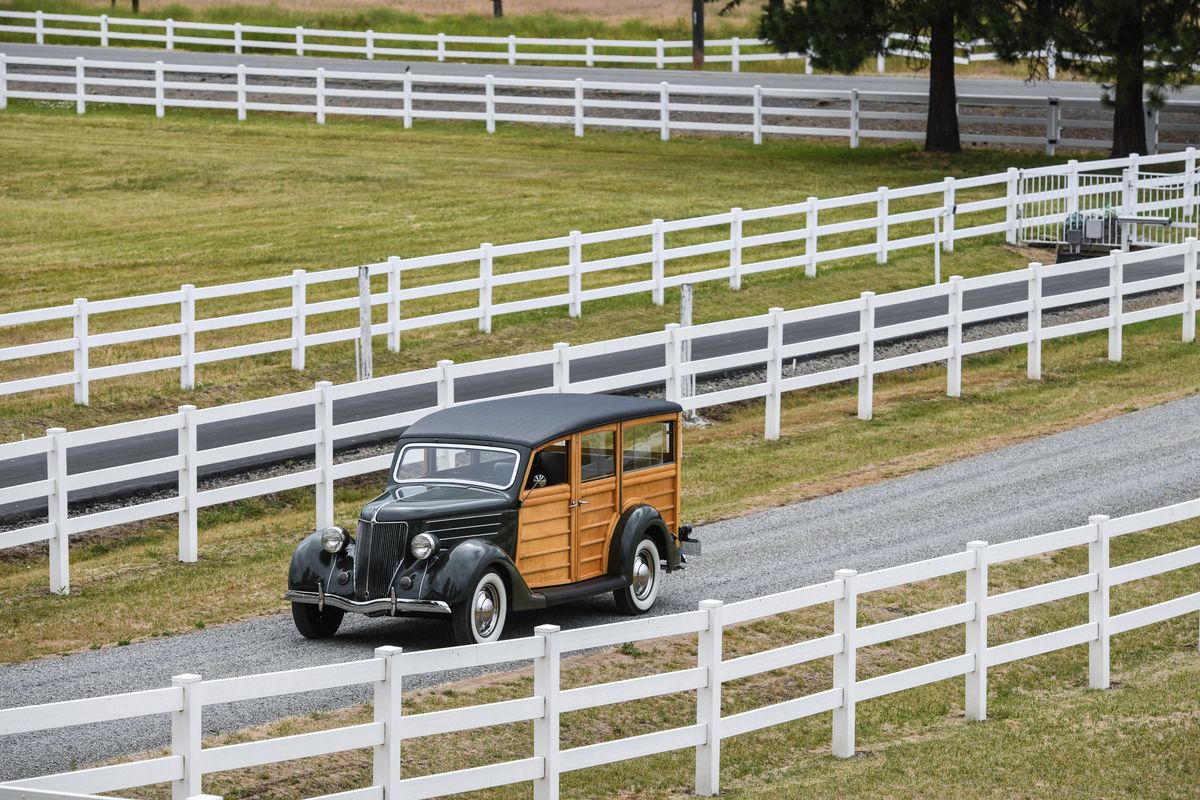 John Clarizio 1936 Ford Station is viewed near a pasture in Spokane Valley, Wash., Monday, July 15, 2019. The unrestored vehicle is featured in a seven-page spread in Vintage Truck magazine in the 2019 August issue. (Dan Pelle / The Spokesman-Review)