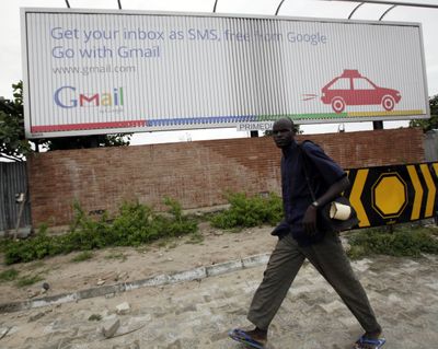 Google advertises its new email-texting service in Lagos, Nigeria. (Associated Press)