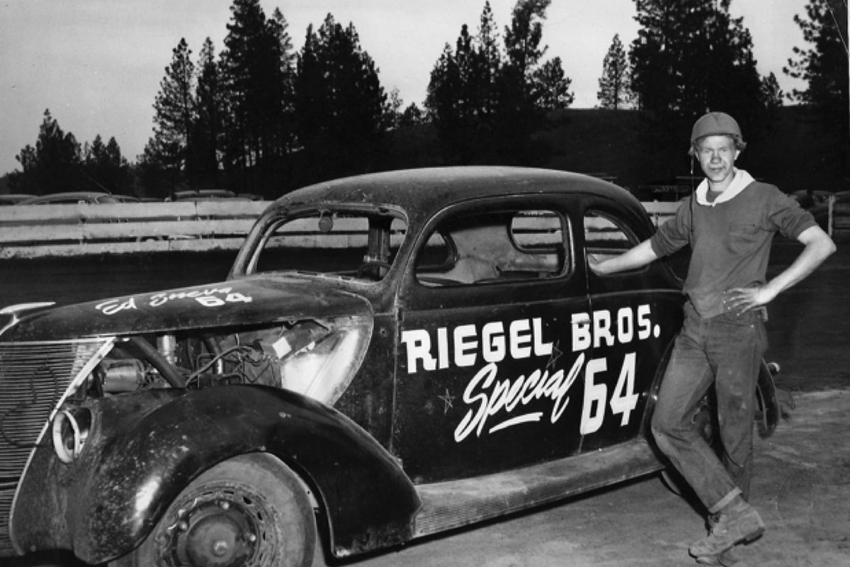 Spokane native Edsol Sneva, here in 1951 at the old Mead Speedway, will be honored at Stateline Speedway on Saturday.