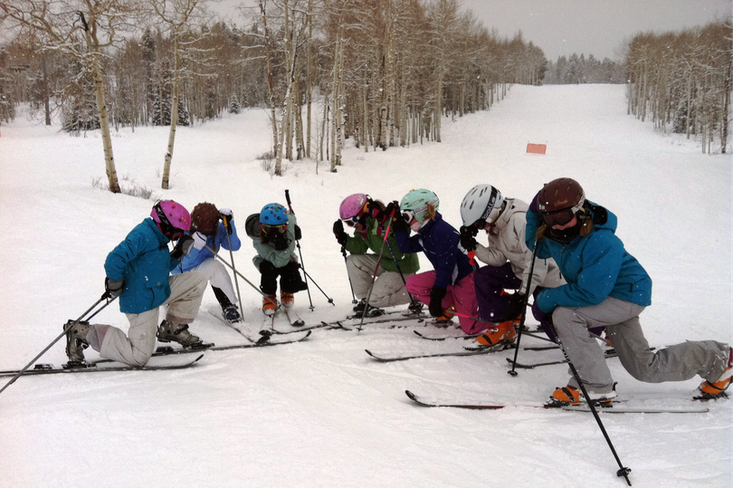 Youth skiers take a moment for 